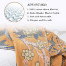 Snycler Boho Throw Blanket for Bed - 100% Cotton Ultra Soft Rustic Quilt Blanket Orange Bird Floral Printed Farmhouse Decor Bed Blankets, 60"×80" All Season Rustic Throw for Sofa Couch Chair by CozyNest Decor