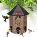 Kingsyard Wild Bird Feeder for Outdoor Hanging, Recycled Plastic Bird Feeders with 6 Ports & U-Shape Perch, Garden Yard Outside Decoration, 3.5 lbs Seed Capacity, Brown by GreenHaven Gardens