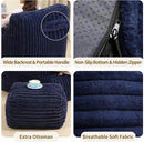 Comfy Gaint Bean Bag Chair with Ottoman, Fluffy Huge Bean Bag Armchair for Adults and Teens, Dark Blue by CozyNest Decor