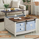 31.5" Lift Top Coffee Table with Storage, Farmhouse Coffee Tables for Living Room, Square Coffee Table with Large Hidden Storage Compartment, 2 Drawers & Removable Shelves, White by CozyNest Decor