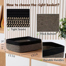 Large Shallow Organizing Baskets 15x11x5.1 Inches - Rope Woven Storage Bins for Bathroom, Shelves, Cube Closet, Black Woven Brown 2 Packs by CozyNest Decor