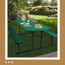 OEF Furnishings Heavy Duty Blow Molded Folding Picnic Table - Green, Black Frame by GreenHaven Gardens