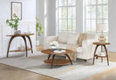 Martin Svensson Home LAX Two-Tone 20-Inch Caramel Brown Round Wood End Side Table with Walnut Legs and Shelf Storage by CozyNest Decor