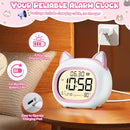 Kids Alarm Clock with Night Light for Kids, Small Digital Alarm Clocks for Bedrooms, Routine Builder, Cute Cat Alarm Clock with Sleep Training, Snooze, 12/24H, Date & Day, Temperature, USB Port by TinyTreasures Baby Boutique