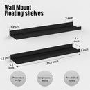 Long Floating Shelves, 2 Set Modern Black Wall Shelf for Bedroom, Nursery Book Shelf with Lip, Picture Ledge Shelf for Living Room Bathroom Kitchen - Black,23.6 In by TinyTreasures Baby Boutique