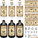 Uiifan 31 Pcs Halloween Potion Bottles Set Including Glass Apothecary Bottles with Cork Stickers and Pendants Halloween Decorations Indoor Party Supplies(White, Black,16 oz) by CozyNest Decor