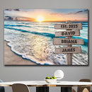 Personalized Father's Day Family Names Street Custom Multi-Name Date of Birth Vintage Street Sign Happy Fathers Day Poster Canvas Wall Art Best Gifts for Dad Husband from Daughter Son Wife Kids