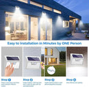 Peasur Solar Powered Lights Outdoor Motion Sensor, 2 Pack 140 LED Fence Light Waterproof, White Frame Security Wall Lighting for Outside Deck Yard Patio House Step by GreenHaven Gardens
