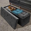 Sorbus Storage Ottoman Bench – for Living Room, Hallway, End of Bed, Bedroom Bench 43 in Large Folding Chest Seat Trunk w/Cover – Blankets, Coffee Table, Foot Rest– Tufted Velvet Linen Fabric (Black) by CozyNest Decor