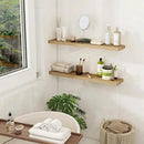 Fun Memories Floating Shelves for Wall, 32" Rustic Wood Deep Wall Mounted Shelves with Invisible Brackets for Decor & Storage, Floating Shelf for Living Room, Bathroom (Oak, Set of 2) by CozyNest Decor