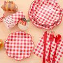 175 Pcs Red Gingham Plates and Napkins Party Supplies - Red and White Checkered Plates Sets Serve 25 Guests - Scalloped Gingham Paper Plate for Birthday Picnic BBQ Christmas Party Decorations by CozyNest Decor