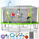 Upgraded 10/12/14/15/16FT Trampoline Outdoor, Large Kids Trampoline with Light, Stakes, Sprinkler, Backyard Trampoline with Basketball Hoop and Net, Capacity for 4-6 Kids and Adults by TinyTreasures Baby Boutique