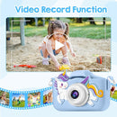 Kids Camera, Toys for Toddlers Age 3-8 Year Old Girl Christmas Birthday Gifts, Children Digital Camera with Cartoon Soft Silicone Cover and 32GB Card (Azure) by TinyTreasures Baby Boutique