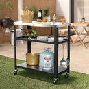 Outdoor Grill Cart with Three-Shelf, Stainless Steel Pizza Oven Table for Outside, Dining Kitchen Cart with Two Side Handle, Garden Patio BBQ Kitchen Food Prep Table Cart (Black) by GreenHaven Gardens