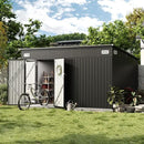 Aoxun 12' x 7.3' Shed 441 CU.FT Outdoor Waterproof Storage Shed with Triple Lockable Door Garden Metal Tool Shed for Outside (Black) by GreenHaven Gardens