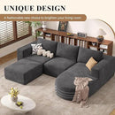 Modular Sectional Sofa with L-Shape Chaise,Cloud Sectional Modern Sleeper Couch with Deep Seat,Sponge Compression Sofas No Assembly Required (Dark Gray-Corduroy Fabric) 1pcs by CozyNest Decor