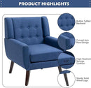 UIXE Accent Chair, Modern Upholstered Armchair in Fabric for Living Room, Comfy Club Arm Chairs Single Sofa Button Tufted Bedroom Reading Seat - Blue, Set of 4 by CozyNest Decor