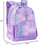 Choco Mocha Mermaid Backpack for Girls, Elementary School Backpack for Girls Ages 6-8 Kids Kindergarten Backpack Bookbag 17 Inch with Chest Strap, Purple by TinyTreasures Baby Boutique