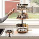 HOOBRO 3-Tier Lazy Susan Organizer, Rotating Spice Rack, Turntable Spice Rack, Vertical Storage Organizer, for Kitchen Countertop, Vanity, Dining Table, Rustic Brown and Black BF09TL01 by CozyNest Decor