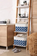 DECOMOMO Blue Storage Bins Fabric Storage Baskets for Shelves, Linen Closet Organization Toys Nursery (Blue Patterns, Large - 3 Pack) by CozyNest Decor