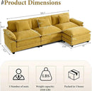 URRED Modular Sectional Sofa Comfy Cloud Couch, Modern Chenille Sofa Sleeper Deep Seat Couches with Ottoman/Pillows for Living Room (Yellow, 117''- L Shape) by CozyNest Decor