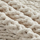 Carriediosa Chunky Knit Throw Blanket 50" X 60", 100% Hand Made Large Chenille Loop Yarn Soft Fluffy Throws for Couch Sofa Bed, Big Crochet Cozy Heavy Thick Cable Woven Blankets, Cream White by CozyNest Decor