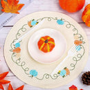Whaline 4Pcs Round Fall Placemats Pumpkin Embroidered Place Mats Autumn Dinner Table Mats for Home Harvest Thanksgiving Holiday Party Decor by CozyNest Decor