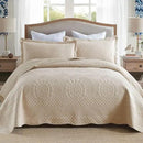 MarCielo 3-Piece 100% Cotton Oversized Bedspread Lightweight Quilt Coverlet Embroidery Farmhouse Bedding (Tf Khaki Beige, Oversized Queen (100"x106")) by CozyNest Decor