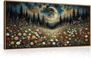 HPINUB Wildflower Moon Pine Tree Framed Canvas Wall Art Set,Nature Forest Wall Decor,Mystical Starry Night Artwork Rustic Mountain Landscape Art Print for Living Room,Bedroom,Office-20 x40 by CozyNest Decor