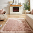 AMTOVO Faux Fur Sheepskin Rug for Living Room, 4 x 6 ft Pink Fluffy Area Rug for Bedroom, Playroom, Luxury Room Decor, Rectangle by CozyNest Decor