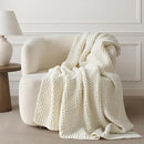 Chunky Chenille Knit Throw Blanket for Couch, Soft Luxurious Moss Stitch Blankets for Bed, Cozy Decorative Farmhouse Knitted Throws for Sofa, Ivory White, 60" x 80" by CozyNest Decor