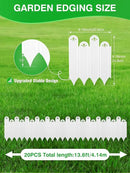 20PCS White Garden Edging Borders, 9.76" H Plastic Fences Edging with Hammmer Shovel Gloves, 13.6Ft Decorative Interlocking Landscape Edging, Flexible Flower Bed Border for Patio by GreenHaven Gardens