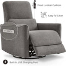 CHITA Power Recliner Chair Swivel Glider, FSC Certified Fabric Living Room Reclining Sofa Chair with Lumbar Support, Metal Grey by CozyNest Decor