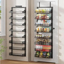 8-Tier Over the Door Pantry Organizer, Large Metal Door Spice Rack with Adjustable Basket, 2 in 1 Wall Mount or Hanging Heavy-Duty Pantry Door Storage Shelf for Kitchen and Bathroom, Black by CozyNest Decor