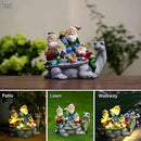 Upgraded Size Solar Garden Outdoor Statues Three Gnomes having party on turtle with 7 LED Solar Figurine for Lawn,Patio,Balcony,Yard Decor Unique Housewarming Gift, for grandfather, Father,Grandma,Wen by GreenHaven Gardens
