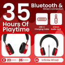 Puro Sound Labs PuroQuiet Plus Kids Noise Cancelling Headphones, Bluetooth Kids On Ear Headphones with Mic, Lightweight On-Ear Design, Studio-Grade Sound (Red) by TinyTreasures Baby Boutique