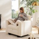 38.5 Oversized Accent Chair with Storage Ivory Corduroy, Single Modern Accent Sofa Chair with Arms for Apartment Living Room (21" Deep Seat) by CozyNest Decor