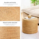 Handwoven Ottoman Pouf, Natural Water Hyacinth Footstool, Round Braided Outdoor Seat with Sturdy Frame, Boho Accent Stool for Patio, Balcony, or Garden (Natural) by CozyNest Decor