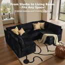 Modular Sectional Sofa with Chaise U Shaped Sectional Couch for Living Room, 5-Seater Comfy Cloud Couches, Plush Corduroy, Black by CozyNest Decor