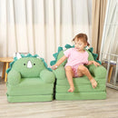 Foldable Kids Sofa, Triceratops Toddler Couch with Tri Folding Foam Cushions, Comfy Kids Couch for Age 3-6 by TinyTreasures Baby Boutique