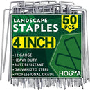 50 Pack Landscape Staples 4 Inch 12 Gauge Garden Stakes Galvanized Garden Staples Pins Anti-Rust Ground Stakes for Weed Barrier, Irrigation Tubing, Yard Lawn, Landscape Fabric by CozyNest Decor