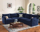 135.5" Oversized Modular Sectional Sofa, L Shaped Convertible Couch with Movable Ottoman, 5 Seat Corner Couches for Living Room Deep Seat Blue Chenille by CozyNest Decor