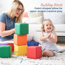 ECR4Kids SoftZone Patchwork Toddler Building Blocks, Foam Cubes, Assorted, 12-Piece by TinyTreasures Baby Boutique