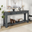 Solid Wood Console Table 63 in Long Sofa Table Entryway Table with 4 Drawers and Bottom Shelf for Hallway Living Room Couch Table,Fully Assembled,63" Tan by CozyNest Decor
