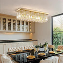 Modern Crystal Chandelier, 6 Lights Luxury Gold Rectangular Flush Mount Ceiling Light, Dining Room Light Fixture, Rectangle K9 Crystal Raindrop Chandelier for Living Room Bedroom L31.5 Inch by CozyNest Decor