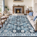 Floral 8x10 Area Rug for Living Room, Large Washable Blue Rugs, Soft Non Slip Carpets, Stain Resistant Low Pile Carpet for Indoor Dining Bedroom Under Table Home Office Nursery, Blues Garden by TinyTreasures Baby Boutique