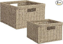 StorageWorks Wicker Storage Baskets, Large and Small Baskets, Handwoven Seagrass Basket for Organizing, Decorative Wicker Baskets with Built-in Handles, Set of 2 by CozyNest Decor
