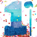 Sratte Number 1 2 3 4 5 6 7 8 9 Piñata with Stick Blindfold Confetti, Gradient Blue Piñata for Kids Boys Girls Birthday Party Anniversary Decorations Supplies(Number 1) by TinyTreasures Baby Boutique