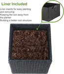 LEWIS&WAYNE Large Square Planter Box Handmade Wicker Tall Planters for Outdoor Plants with Removable Liners Modern Planter for Indoor Outdoor Garden Patio Front Porch - Black, 17''x17''x18'' by GreenHaven Gardens