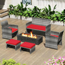 Tangkula 2 Pieces Patio PE Rattan Ottomans, Multipurpose Outdoor Footstool Footrest Additional Seating Side Table with Soft Zippered Cushions for Deck, Garden, and Yard (Red) by CozyNest Decor